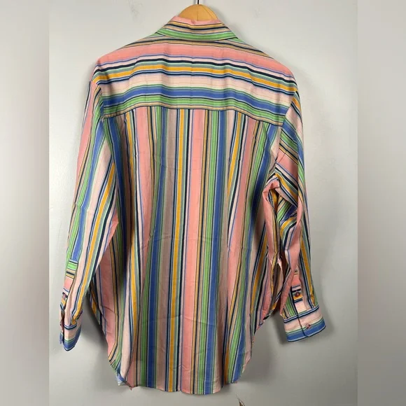 LE SUPERBE Embellished Over You Shirt striped pink silver size small oversize - Picture 8 of 8